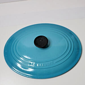 LE CREUSET Oval LID ONLY 31 Cast Iron France Caribbean Blue LID 13” 6.314QT SEE‎